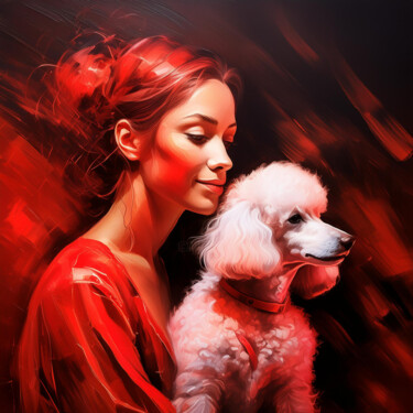 Digitale Kunst getiteld "Woman in red - Frau…" door R.W.Born, Origineel Kunstwerk, AI gegenereerde afbeelding