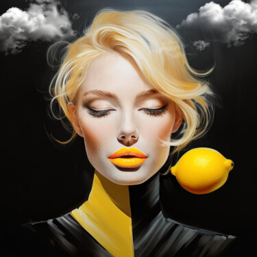 Digitale Kunst getiteld "Gelb - surreales Fr…" door R.W.Born, Origineel Kunstwerk, AI gegenereerde afbeelding