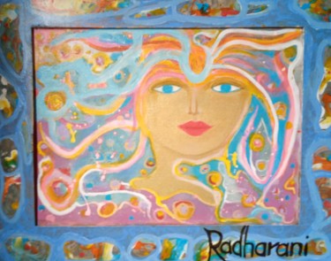 Schilderij getiteld "A rainha do universo" door Radharani, Origineel Kunstwerk, Acryl