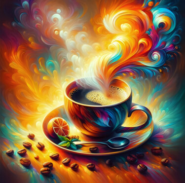 Digital Arts titled "Cup of aromatic cof…" by Art$Art, Original Artwork, 2D Digital Work