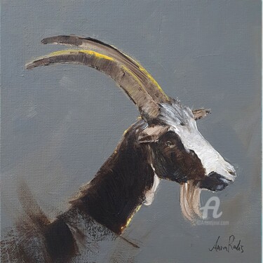 Malarstwo zatytułowany „Goat” autorstwa Anna Radis (Anna Radis Art), Oryginalna praca, Akryl