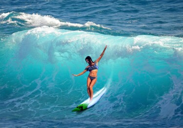 Arte digital titulada "surfing wave sea sp…" por Radiy Bohem, Obra de arte original, Trabajo Digital 2D