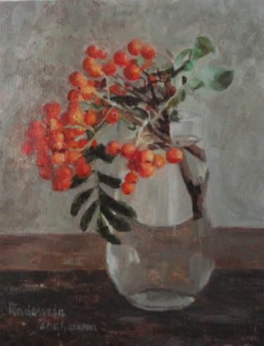 Peinture intitulée "Red fruits in a vase" par Radosveta Zhelyazkova, Œuvre d'art originale, Huile