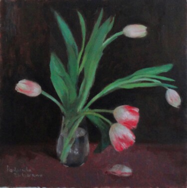 Painting titled "5 Tulips" by Radosveta Zhelyazkova, Original Artwork, Oil