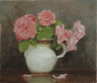 Pintura intitulada "Five Roses" por Radosveta Zhelyazkova, Obras de arte originais, Óleo