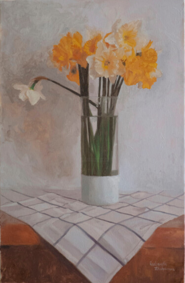 Malerei mit dem Titel "Yellow daffodils in…" von Radosveta Zhelyazkova, Original-Kunstwerk, Öl