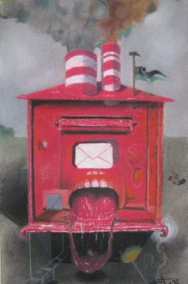 Dibujo titulada "Mailbox" por Predrag Radovanovic, Obra de arte original, Pastel