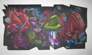 Dessin intitulée "Abstract B red" par Predrag Radovanovic, Œuvre d'art originale, Pastel