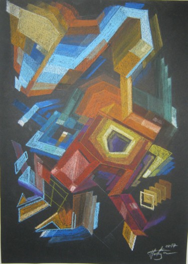 Dessin intitulée "Abstract B figurativ" par Predrag Radovanovic, Œuvre d'art originale, Pastel