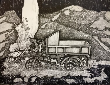 Drawing titled "''Old car''" by Raffi Ghazaryan, Original Artwork, Gel pen