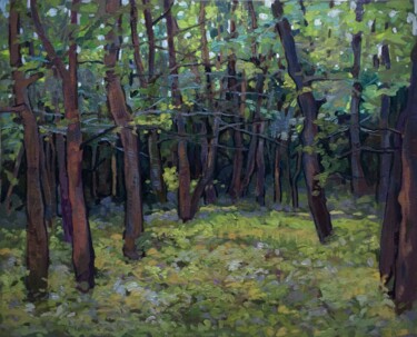 Painting titled "''Forest''`" by Raffi Ghazaryan, Original Artwork, Oil Mounted on Wood Stretcher frame