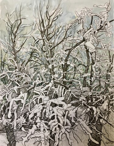 Картина под названием "''Winter landscape'…" - Raffi Ghazaryan, Подлинное произведение искусства, Гелевая ручка
