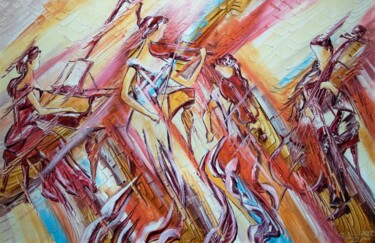 Painting titled "Piano Quartet" by Rafik Keshishian, Original Artwork, Oil