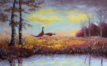 Painting titled "Autumn Golden Hour" by Rafik Keshishian, Original Artwork, Oil