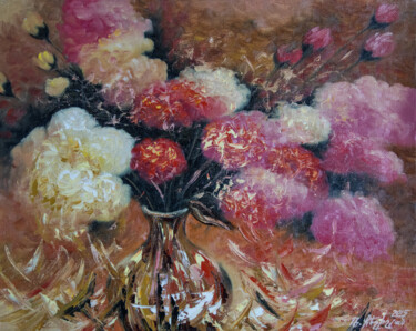 Painting titled "Floral Elegance" by Rafik Keshishian, Original Artwork, Oil