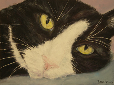 Painting titled "Sissi Cat 1" by Raija Merilä, Original Artwork, Oil