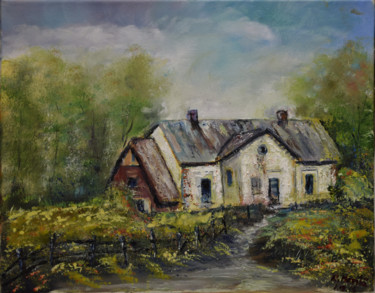 Painting titled "Empty House from So…" by Raija Merilä, Original Artwork, Oil