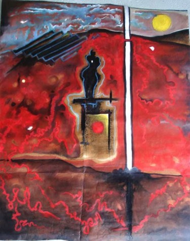 Peinture intitulée "le siege de l'Ame" par Raims, Œuvre d'art originale, Huile