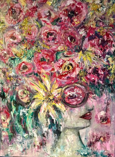 Painting titled "Pink wisdom" by Raissa Kagan, Original Artwork, Oil