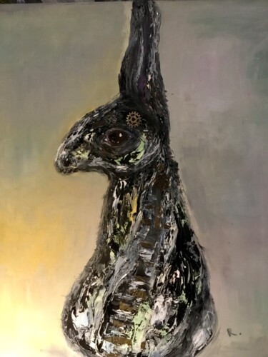"Black bunny origina…" başlıklı Tablo Raissa Kagan tarafından, Orijinal sanat, Petrol