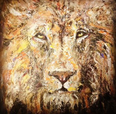 Malerei mit dem Titel "Lion original oil p…" von Raissa Kagan, Original-Kunstwerk, Öl