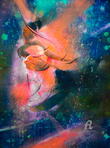 Картина под названием "Turning towards Love" - Raj Maji, Подлинное произведение искусства, Акрил Установлен на Деревянная ра…