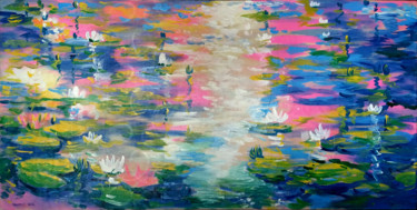 Painting titled "Water lilies in the…" by Rakhmet Redzhepov, Original Artwork, Acrylic