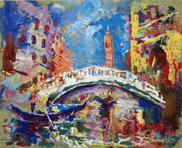 「Bridge in Venice」というタイトルの絵画 Rakhmet Redzhepovによって, オリジナルのアートワーク, アクリル