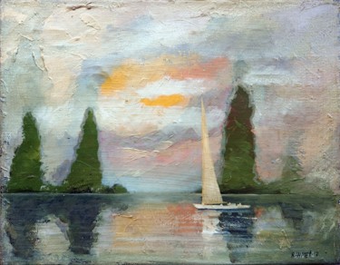 Картина под названием "Pond" - Rakhmet Redzhepov, Подлинное произведение искусства, Масло Установлен на Деревянная рама для…