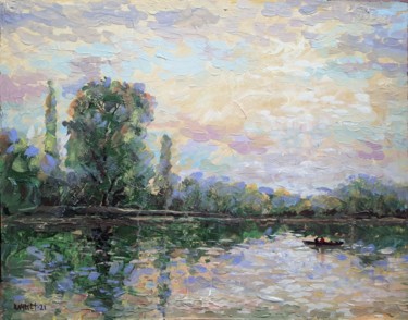 Peinture intitulée "Quiet Lake" par Rakhmet Redzhepov, Œuvre d'art originale, Huile