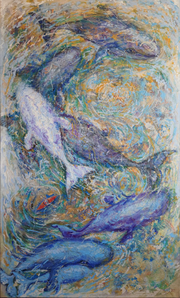 Pintura intitulada "White Whale" por Rakhmet Redzhepov, Obras de arte originais, Óleo Montado em Armação em madeira