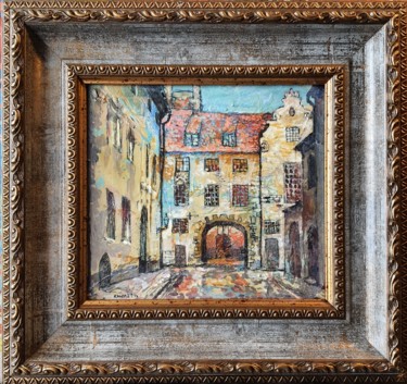 Ζωγραφική με τίτλο "Old Riga" από Rakhmet Redzhepov, Αυθεντικά έργα τέχνης, Ακρυλικό Τοποθετήθηκε στο Χαρτόνι