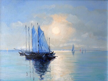 Pittura intitolato "Morning at Sea." da Rakhmet Redzhepov, Opera d'arte originale, Olio Montato su Telaio per barella in leg…
