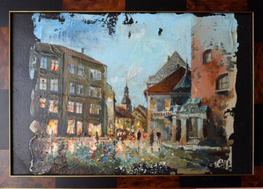 Malarstwo zatytułowany „Old  Town.” autorstwa Rakhmet Redzhepov, Oryginalna praca, Akryl Zamontowany na Karton
