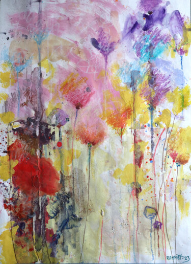 Painting titled "Fantasy with Flower…" by Rakhmet Redzhepov, Original Artwork, Watercolor