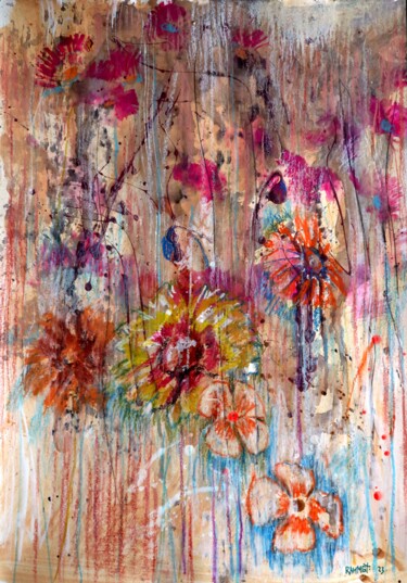 Malerei mit dem Titel "Fantasy with Flower…" von Rakhmet Redzhepov, Original-Kunstwerk, Acryl