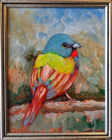 Pintura intitulada "BIRD 10" por Rakhmet Redzhepov, Obras de arte originais, Óleo Montado em Cartão