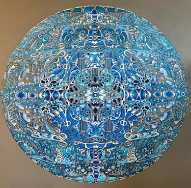 Malarstwo zatytułowany „Mandala 1” autorstwa Ralf Abati, Oryginalna praca, Akryl Zamontowany na Drewniana rama noszy