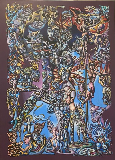 Картина под названием "Giraffenkuss" - Ralf Abati, Подлинное произведение искусства, Акрил Установлен на Деревянная рама для…