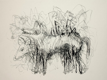 Dessin intitulée "Wolf / Wilczydło" par Justyna Ralicka, Œuvre d'art originale, Autre