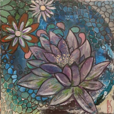 Painting titled "Lotus" by Ralph Spegelaere, Original Artwork, Oil