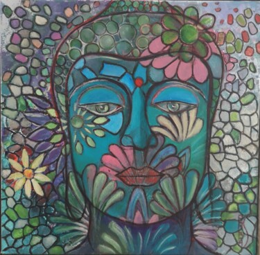 Schilderij getiteld "Bouddha" door Ralph Spegelaere, Origineel Kunstwerk, Olie