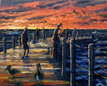 Painting titled "Sunrise at Boynton" by Ralph Papa, Original Artwork, Oil