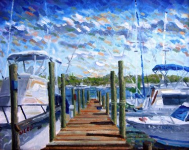 Painting titled "Fish House Pier" by Ralph Papa, Original Artwork