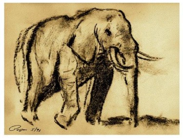 Drawing titled "Elephant" by Ralph Papa, Original Artwork, Other