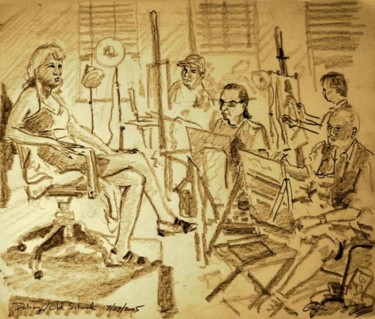 Drawing titled "At the Studio" by Ralph Papa, Original Artwork, Other