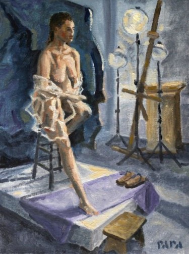 Painting titled "Seated Figure" by Ralph Papa, Original Artwork