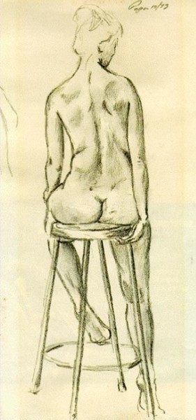 Drawing titled "Figure Study" by Ralph Papa, Original Artwork
