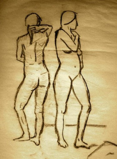 Drawing titled "Two Women" by Ralph Papa, Original Artwork, Other