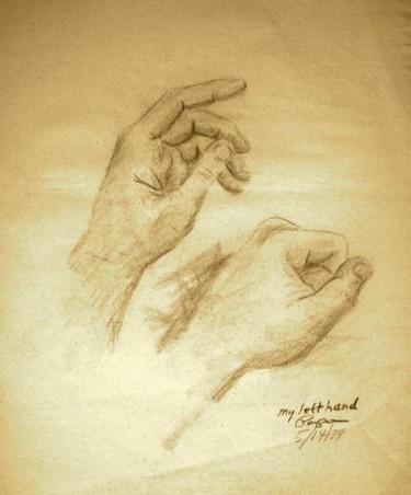 Drawing titled "Two Left Hands" by Ralph Papa, Original Artwork, Other
